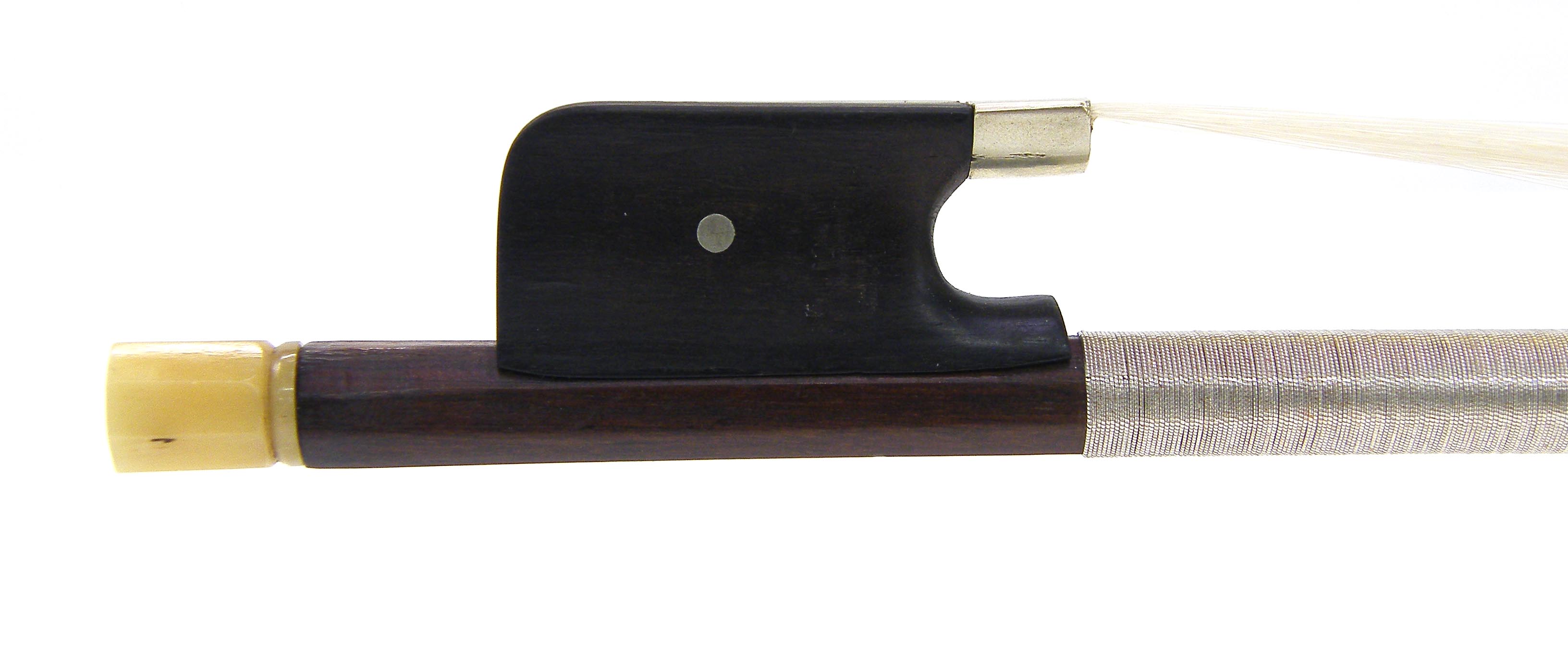 19th century silver and bone mounted violoncello bow of the Knopf school, unstamped, the stick