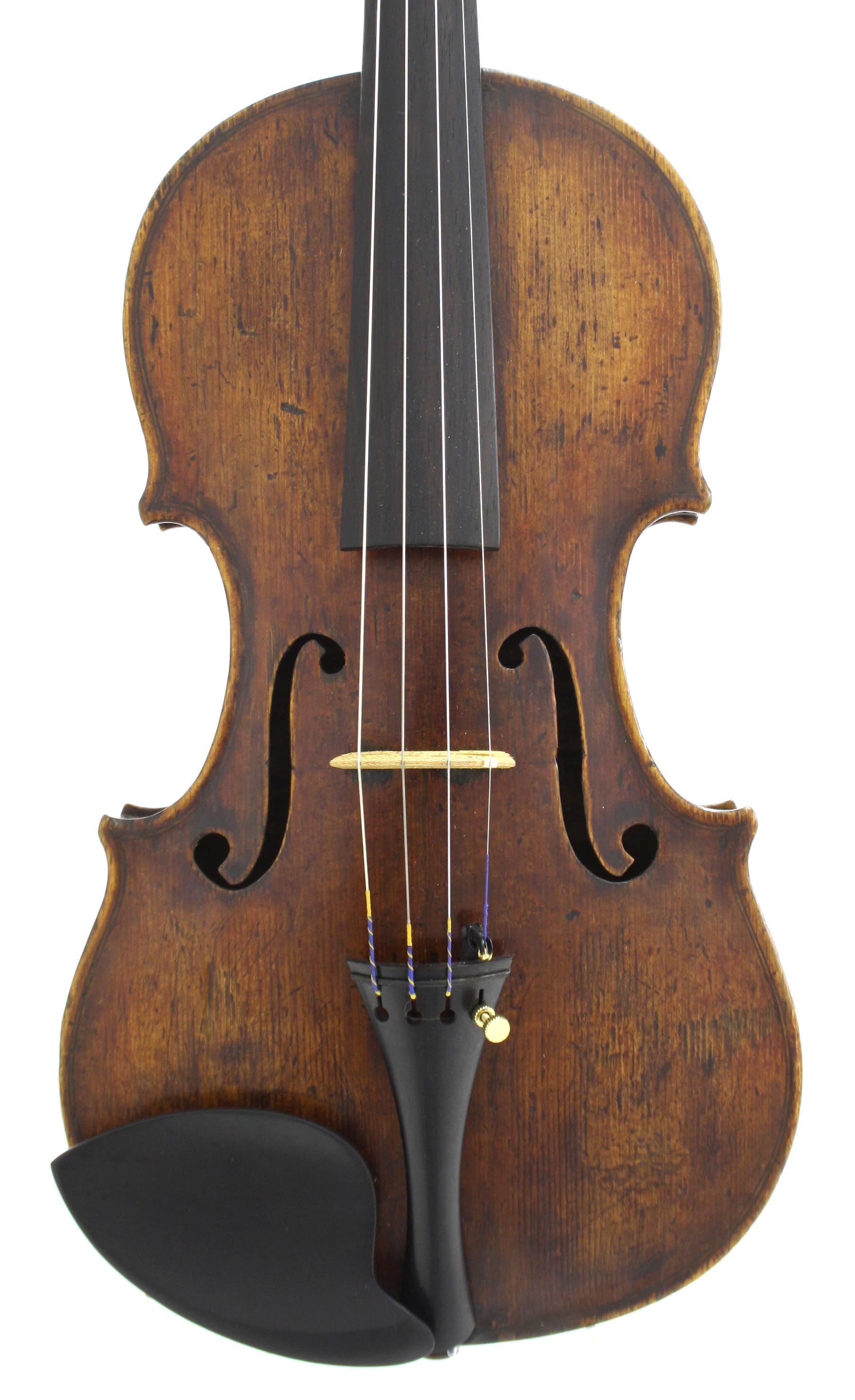 Violin circa 1880, the one piece back of faint medium curl with similar wood to the sides, the