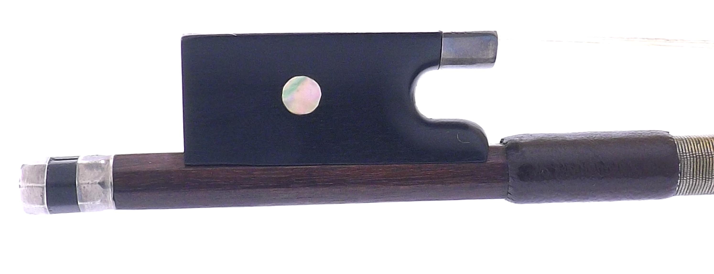 Fine and rare French silver mounted violin bow by Claude Joseph Fonclause, unstamped, the stick