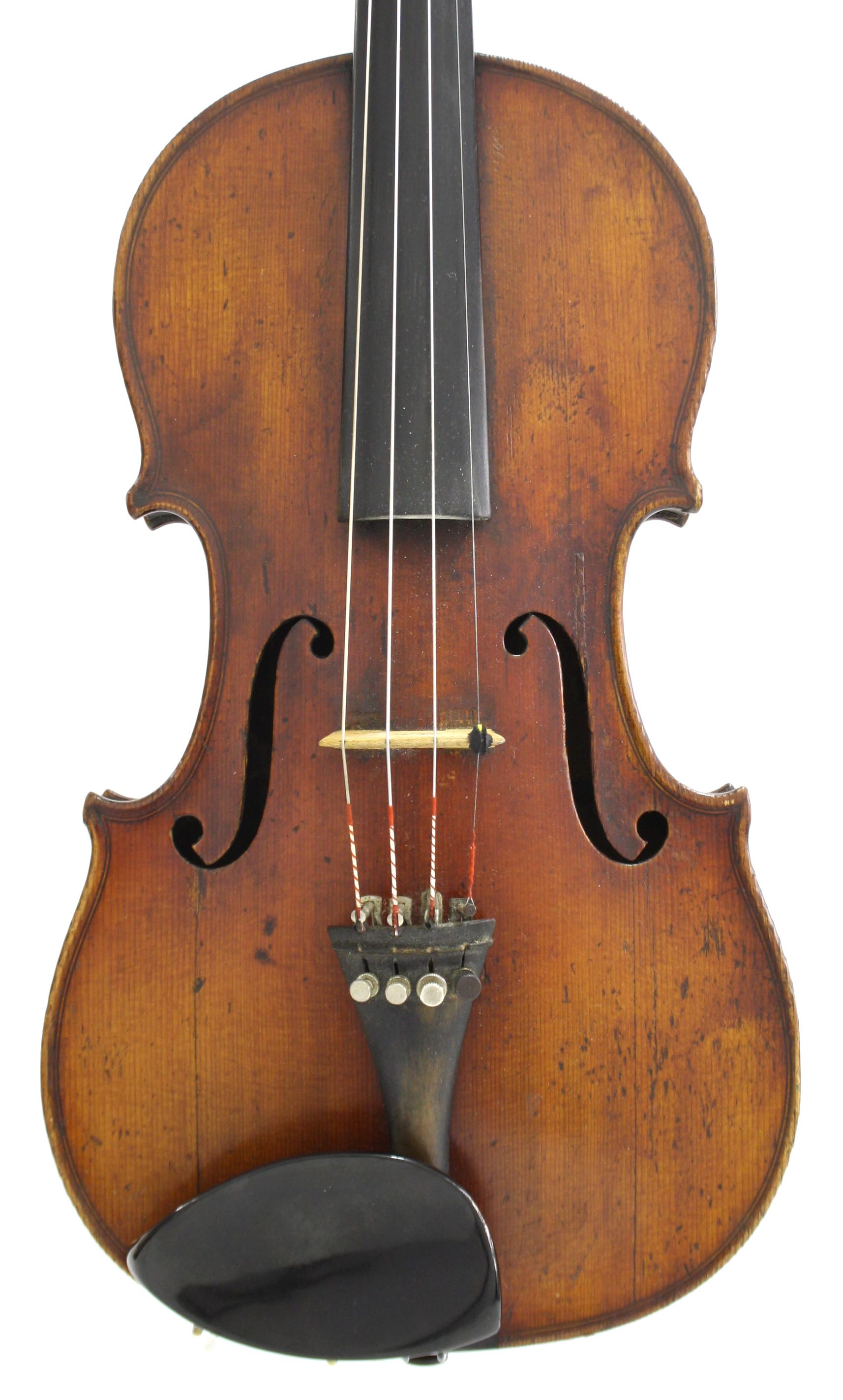 Early 20th century German violin of the Heberlein School, bearing an indecipherable label, 14 3/16",