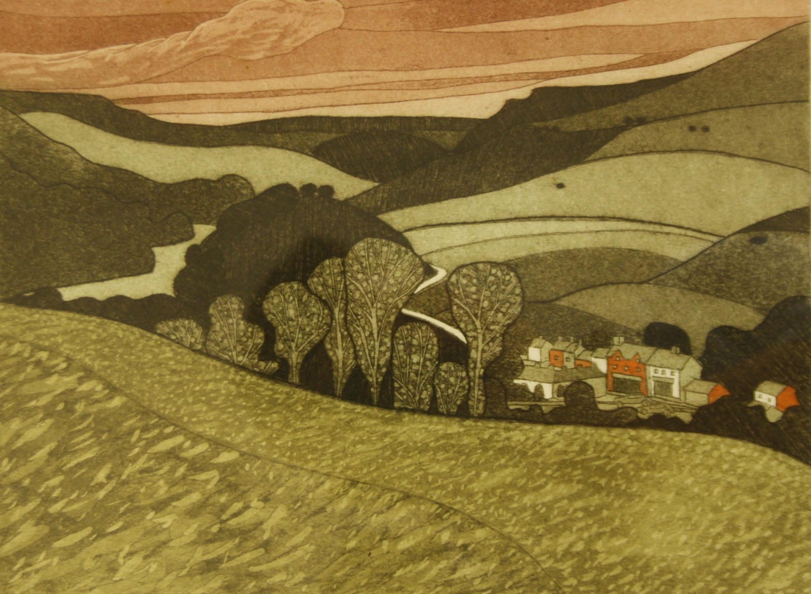 •By John Brunsdon (born 1933) - ` Dusk Over Pen-y-Gwryd`, signed titled, limited 21/150, aquatint