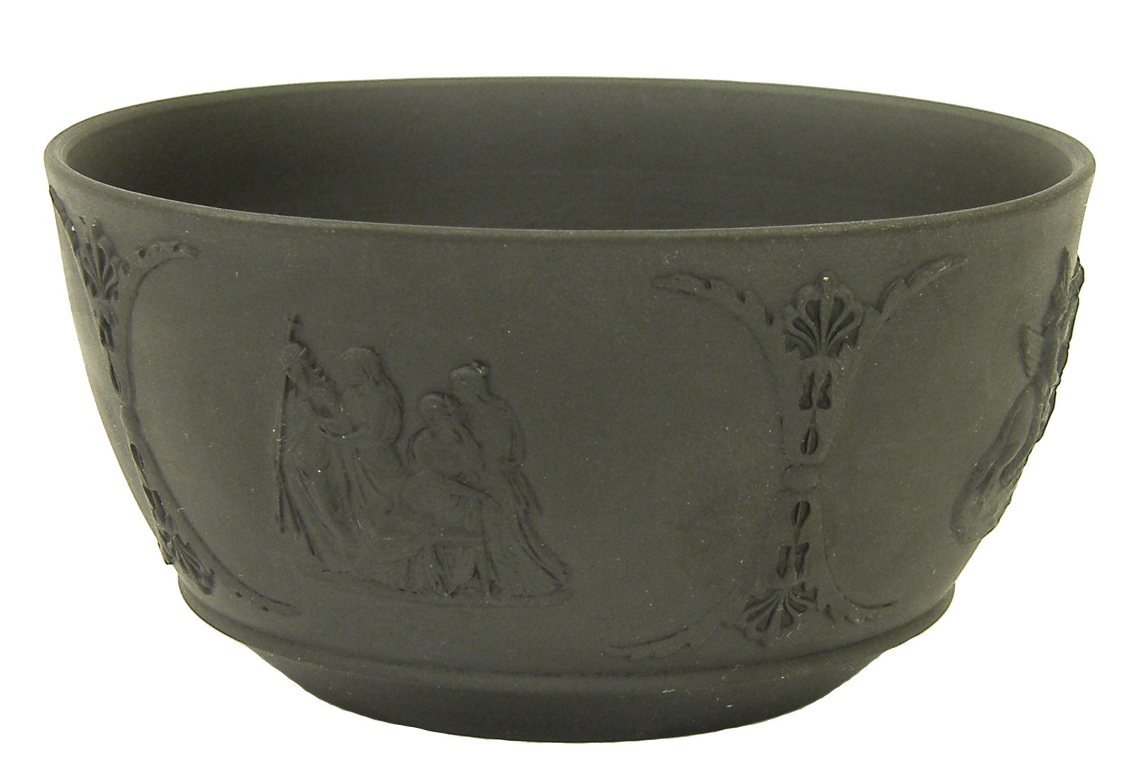Wedgwood basalt bowl with typical relief decoration, 4" diameter