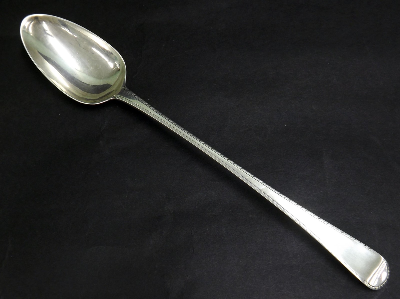 Georgian silver basting spoon, maker John Lampfert, date mark indistinct, 11.5" long, 3oz approx
