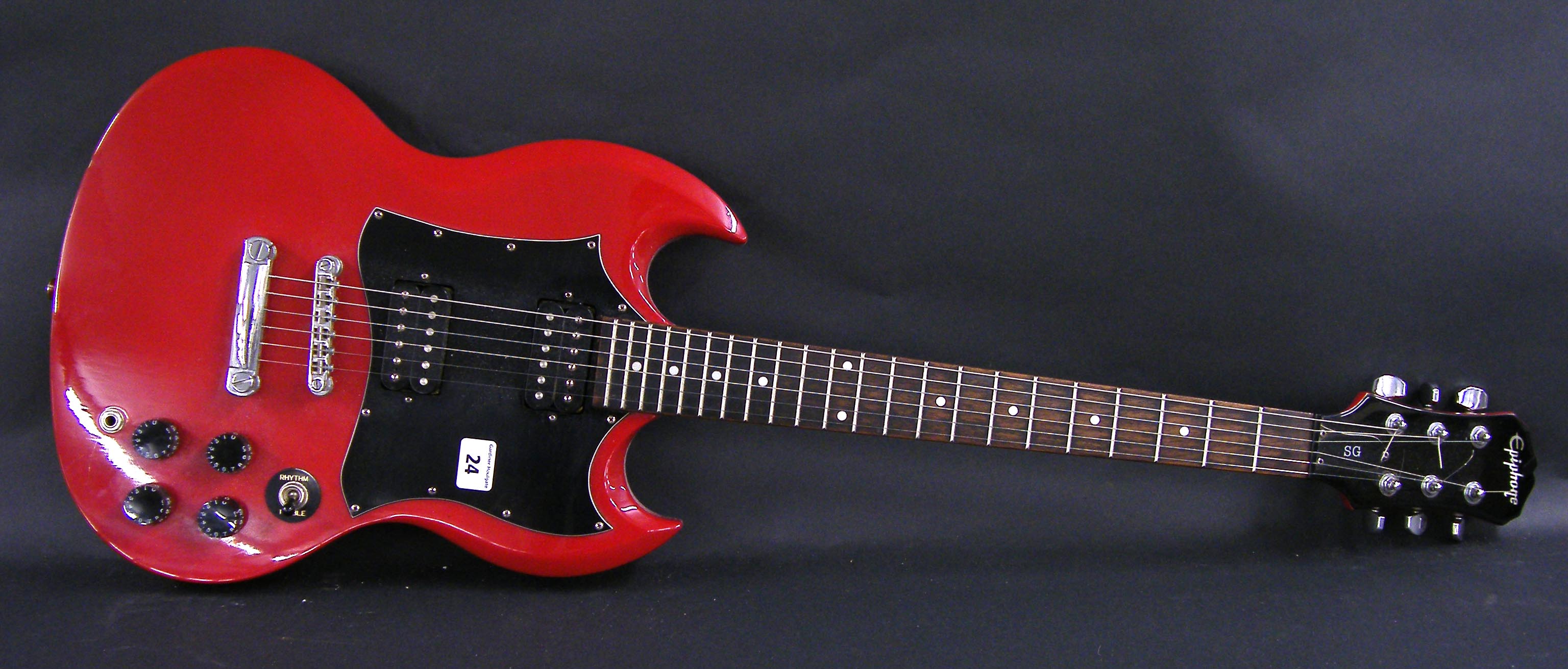 Epiphone SG electric guitar, ser. no. SJ04050939, red finish, fairly clean condition with some dinks