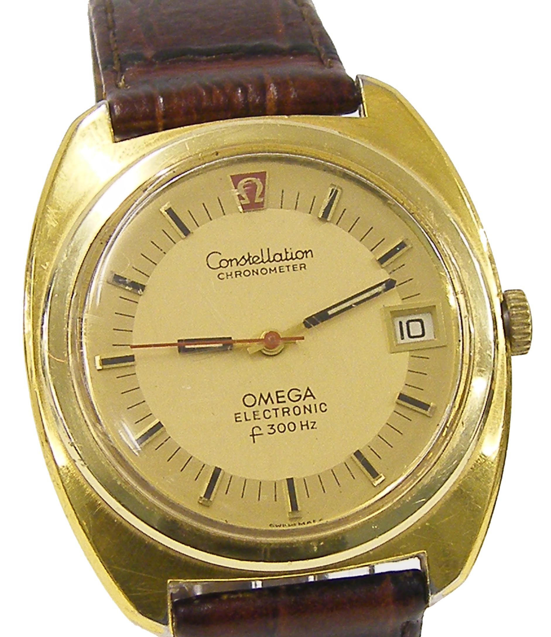 Omega Constellation Chronometer Electronic F300Hz gold plated gentleman`s wristwatch, circa 1972,