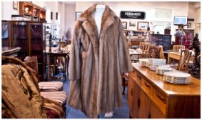 Golden Honey Blonde Mink Full Length Coat, self lined collar with revers, full length sleeves with