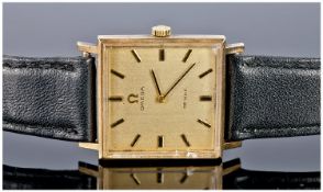 Gents 9ct Gold Omega De Ville Wristwatch, Gilt Dial With Baton Numerals, Manual Wind 17 Jewel