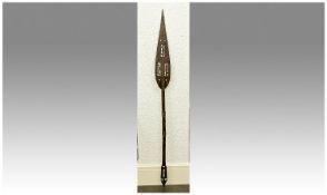 African Hardwood Decorated Ceremonial Carved Paddle. The paddle carved with crocodile type animals