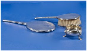 A Matching Pair Of Silver Backed Mirror And Brush. Bright cut finish. Hallmark Birmingham 1951.