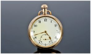 Open Faced Pocket Watch, White Enamel Dial, Arabic Numerals With Subsidiary Seconds, 50mm Gold