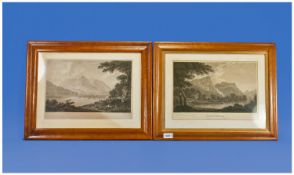 Pair Of Maple Framed Prints, one of Grasmere, engraved by B.T Pouncy publications 1785, by W.