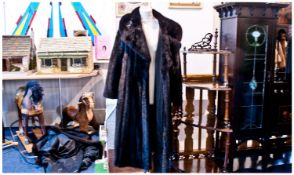 Black /Brown Ranch Mink Full Length Coat, luxurious and glossy, A-line with swing back, self lined