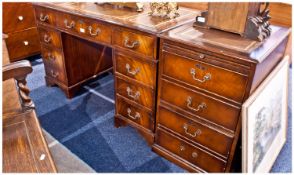Matching Office Suite Comprising Leather Topped Pedestal Desk With 3 Frieze Drawers, A Bookcase