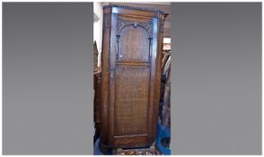 Carved Oak Single Wardrobe, Height 72 Inches, 30 Inches Wide Early To Mid 20thC