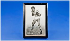 Randolph Turpin Signed in Ink Black and White Photo, postcard size. Mounted and framed behind