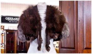 Silver Fox Vintage Shoulder Cape, the back designed with panels of the thicker fur interspaced with