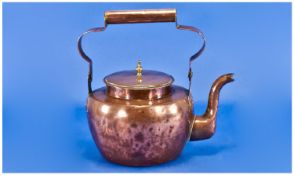 Planished Copper Kettle. Late 19th century. 12 inches in height.
