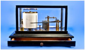 Thomas Armstrong & Brother Delux Ebonised Cased Barograph Recording Barometer with chart draw,