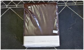 Pair of Chocolate Colour Curtains, in original packaging. Unused. 90 inches wide and 72 inch drop.