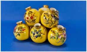 Royal Worcester Rare Hand Painted Multi Flower Holder, comprises 9 small vases. Decorated on a