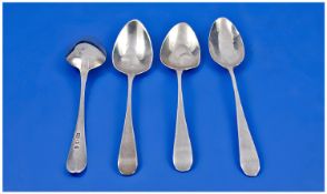 George III Silver Tea Spoons, 3 In Total. Makers marks P.B A.B W.B, Peter, Anne and William