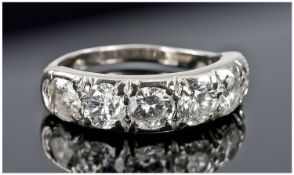 18ct White Gold Set Half Hoop Diamond Ring, comprising six round brilliant cut diamonds with grain