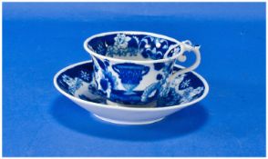 Hilditch and Son Staffordshire Potteries Blue and White Cup and Saucer. Printed marks for 1822-