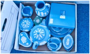 Small Collection Of Jasper Wedgwood Comprising Jug, Christmas Plates, Cream Jug, Trinket Dishes,