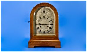 Gustav Becker Dome Shaped Oak Cased Mantle Clock with 8 day striking and chiming movement. Strikes