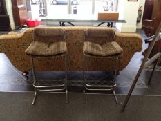 A Pair of PFAFF Breakfast Bar Stools, of tubular form. Chrome plated with material seat and back.