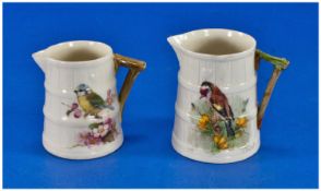 Royal Worcester Fine Hand Painted and Signed Small Bird Jugs, 2 in total. Signed Powell. Date 1920