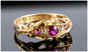 Edwardian 18ct Gold Set Diamond and Ruby Ring. Hallmarked Birmingham 1910. Excellent quality and