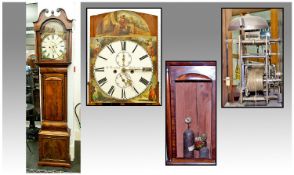 Mid 19thC Scottish Mahogany 8 Day Longcase Clock, Painted Dial With Roman Numerals, Subsidiary