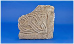 An Early Italian Carved Marble Fragment probably 6th/7th Century, carved with an unusual Gaelic/