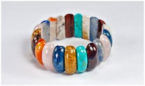 Multi Semi-Precious Gemstone Bracelet, including mahogany tiger eye, sodalite, carnelian, picture