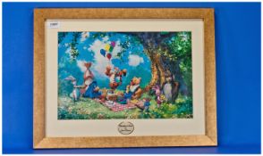 Framed Disney Lithograph By James Coleran. Certificate of authenticity to the reverse. 11x16``.