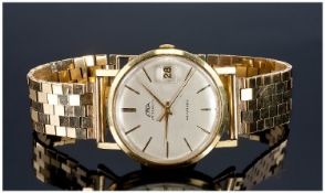 Gents 18ct Gold ``Etna`` Automatic Wristwatch, Champagne Dial With Gilt Batons, Centre Seconds And