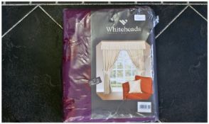 Pair of Plum Colour Curtains, in original packaging. Unused. 90 inches wide and 72 inch drop. Fully