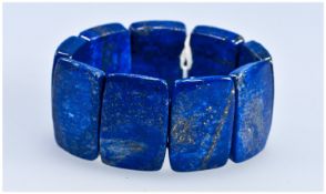 Lapis Lazuli Bangle Style Bracelet, large rectangular pieces of the deep blue lapis, displaying