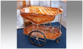 Italian Style Drop Leaf Trolley, With Gallery Top And Brass Fitments.