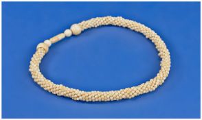 Ivory Bead Necklace, Length 16 Inches, Early 20thC