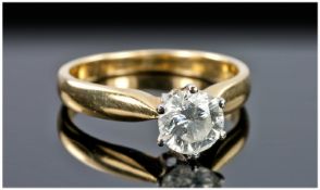 18ct Gold Single Stone Diamond Ring, Set With A Round Modern Brilliant Cut Diamond, Estimated