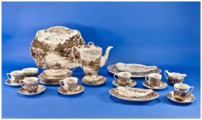 Johnson Bromers 27 Piece Coffee Service, Hand Decoration ``Olde English Countryside`` Pattern.