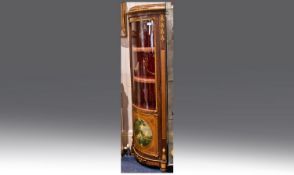 Louis XV Style Corner Unit, of bow fronted form, the upper section with glazing to door, the lower