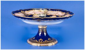 Royal Worcester Very Fine Hand Painted and Signed. Fruits Tazza. The central panel fruits ``