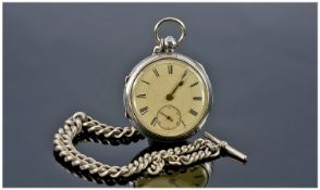 Open Faced Pocket Watch, White Enamelled Dial With Roman Numerals, Fully Hallmarked 54mm Case,