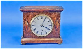 Russells of Liverpool Oak Cased 8 Day Ships Clock, silvered dial, spring driven movement. 7 inches