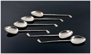 1930`s Set of Six Silver Plated Golfing Spoons.