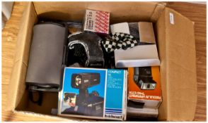 Box Of Assorted Cameras & Equipment including Mamiya, Minolta etc.