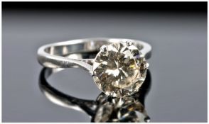 Platinum Single Stone Diamond Ring Set With A Round Brilliant Cut Diamond, Estimated Diamond Weight